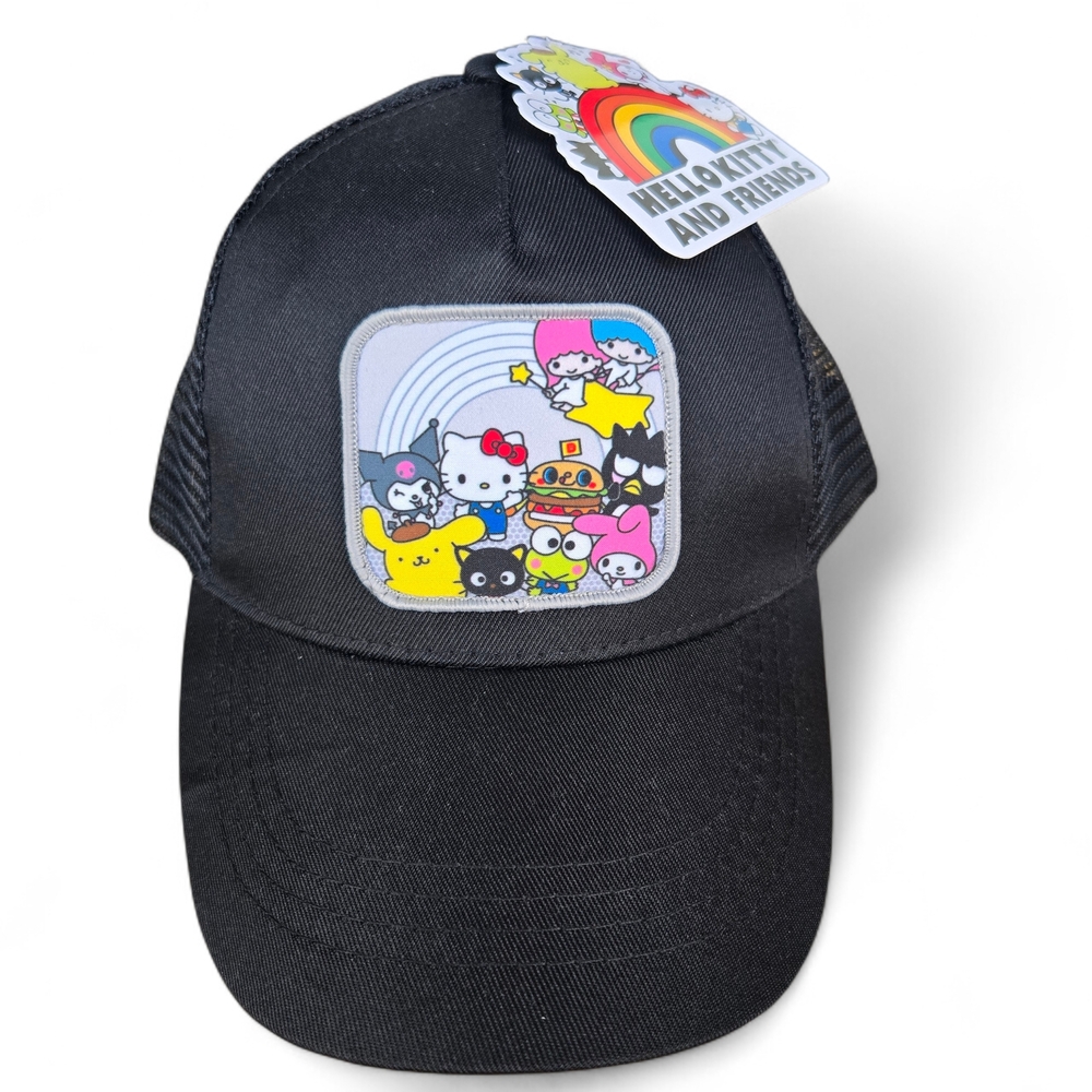 🩶Hello Kitty and Friends Black Trucker Hat with Patch